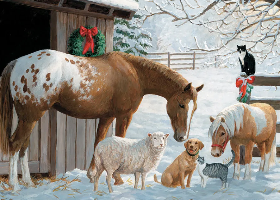 Cobble Hill Barnyard Greetings (tray) | 35 Piece Tray- Tray Puzzles | Cats