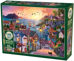 Cobble Hill Coastal Town at Sunset | 1000 Piece- 1000 Piece | Waterscape