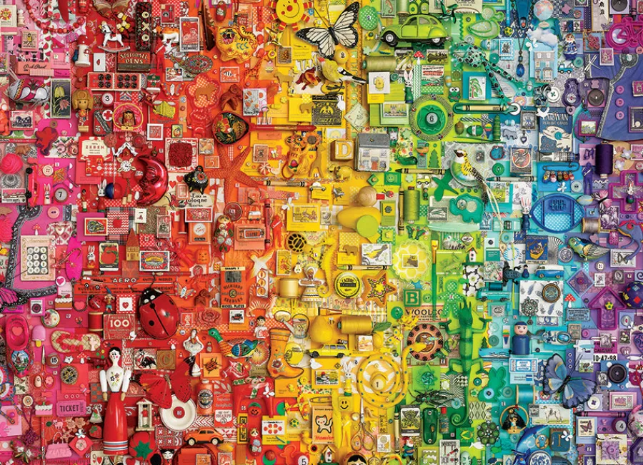 Cobble Hill Colourful Rainbow | 1000 Piece- 1000 Piece | Collage - Busy