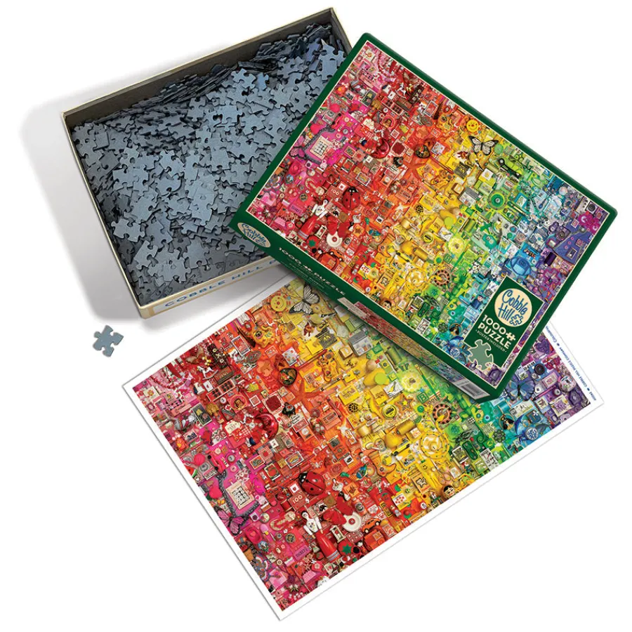 Cobble Hill Colourful Rainbow | 1000 Piece- 1000 Piece | Collage - Busy
