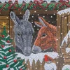 Cobble Hill Crystal Art Card Kit: Winter Donkeys- Christmas