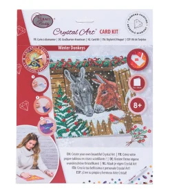 Cobble Hill Crystal Art Card Kit: Winter Donkeys- Christmas