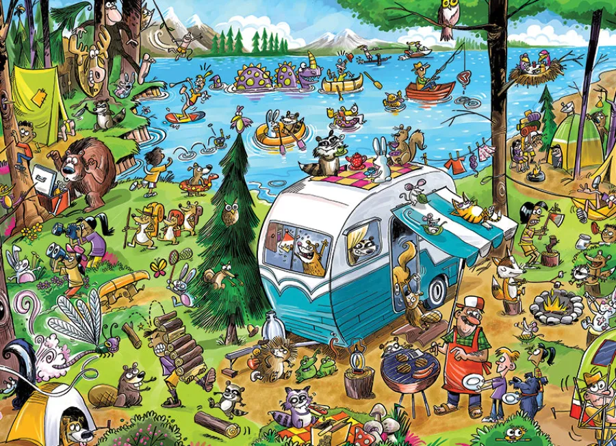 Cobble Hill DoodleTown: Call of the Wild | 1000 Piece- 1000 Piece | Mountainscape