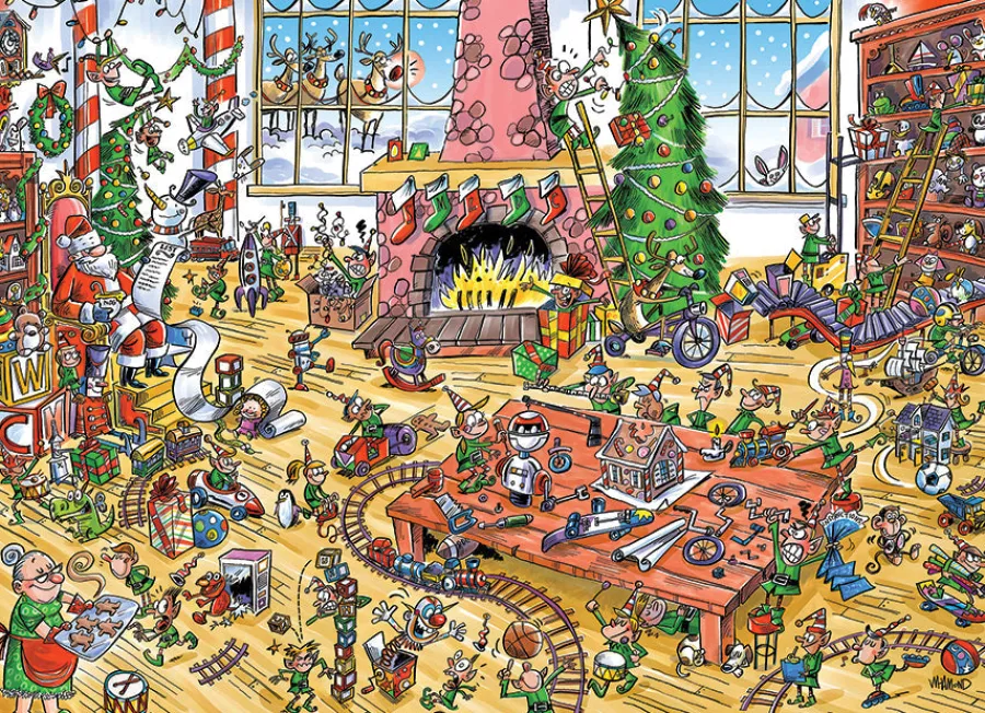 Cobble Hill DoodleTown: Elves at Work | 1000 Piece- 1000 Piece | Christmas