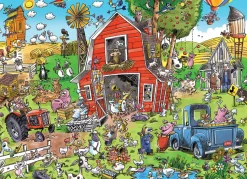 Cobble Hill DoodleTown: Farmyard Folly | 1000 Piece- 1000 Piece | Flying Adventures
