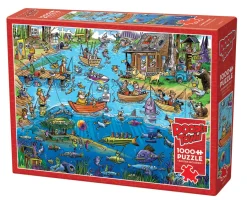 Cobble Hill DoodleTown: Gone Fishing | 1000 Piece- 1000 Piece | Waterscape
