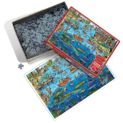 Cobble Hill DoodleTown: Gone Fishing | 1000 Piece- 1000 Piece | Waterscape