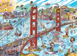 Cobble Hill DoodleTown: San Francisco | Discontinued 1000 Piece (Old Big Box)- 1000 Piece | Cartoon