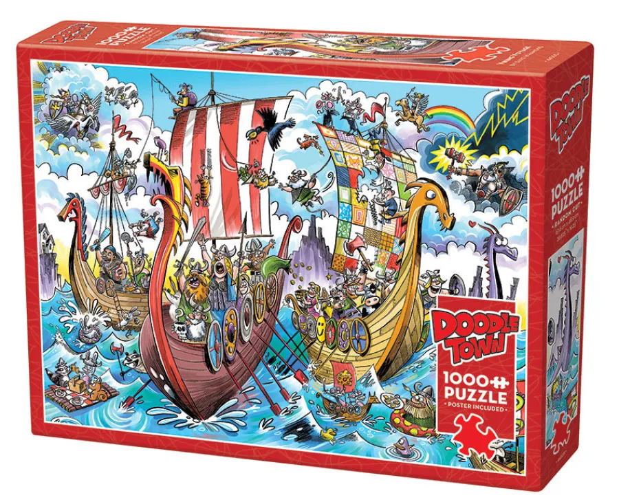 Cobble Hill DoodleTown: Viking Voyage | 1000 Piece- 1000 Piece | Waterscape