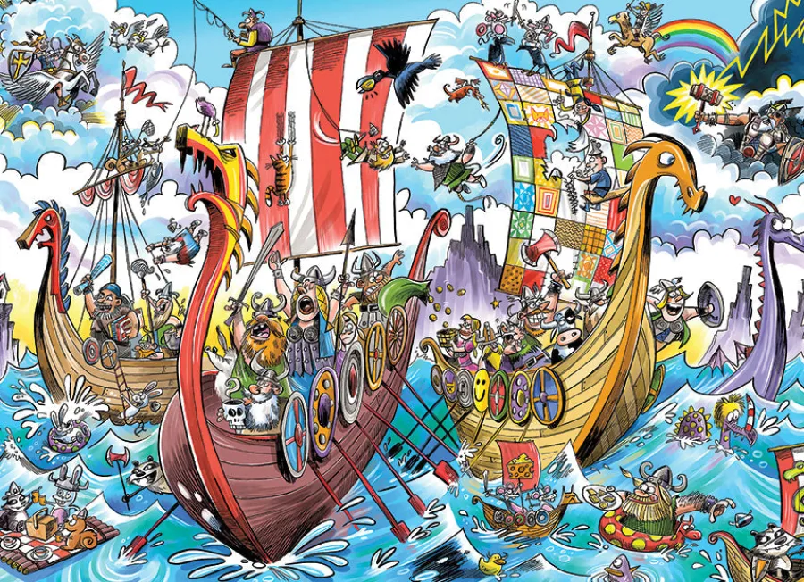 Cobble Hill DoodleTown: Viking Voyage | 1000 Piece- 1000 Piece | Waterscape