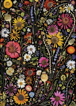 Cobble Hill Flower Press: Happiness | 1000 Piece- 1000 Piece | Flowers / Gardens