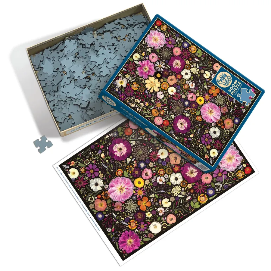 Cobble Hill Flower Press: Little Hollow & Red Daisy | 500 Piece- 500 Piece | Flowers / Gardens