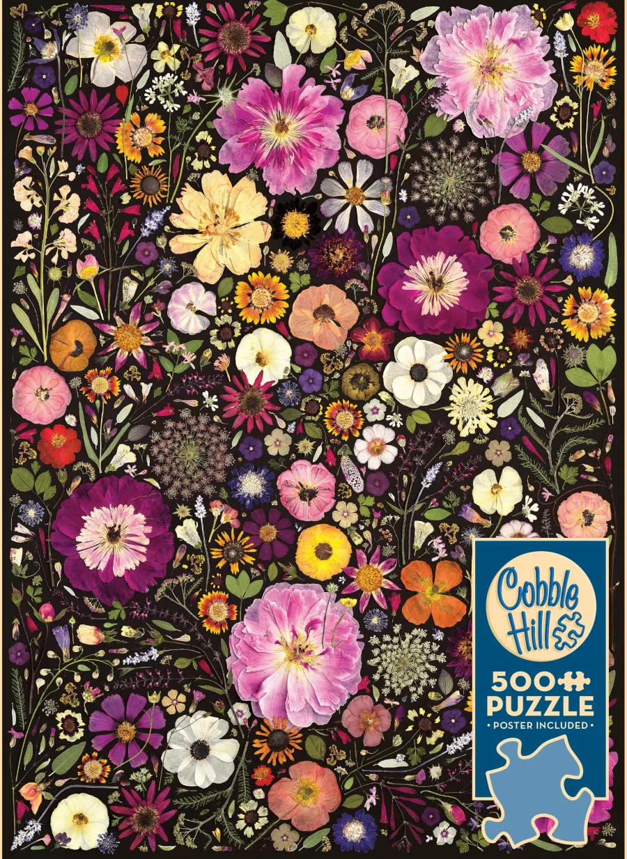 Cobble Hill Flower Press: Little Hollow & Red Daisy | 500 Piece- 500 Piece | Flowers / Gardens