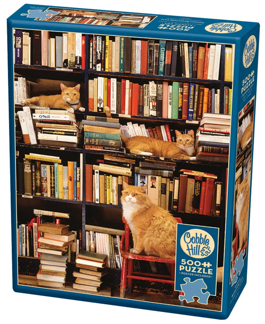 Cobble Hill Gotham Bookstore Cats | Discontinued 500 Piece (Old Big Box)- 500 Piece | Books