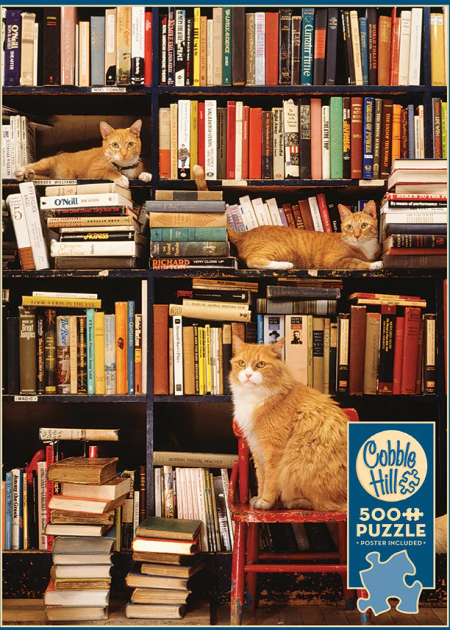 Cobble Hill Gotham Bookstore Cats | Discontinued 500 Piece (Old Big Box)- 500 Piece | Books