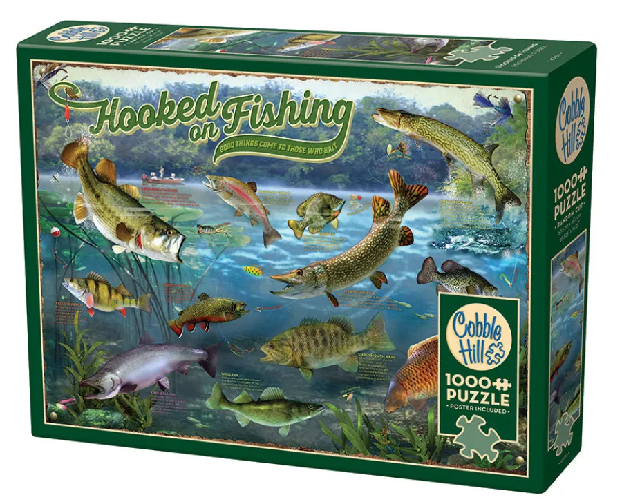 Cobble Hill Hooked on Fishing | 1000 Piece- 1000 Piece | Waterscape