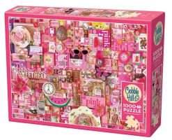 Cobble Hill Pink | 1000 Piece- 1000 Piece | Collage - Busy
