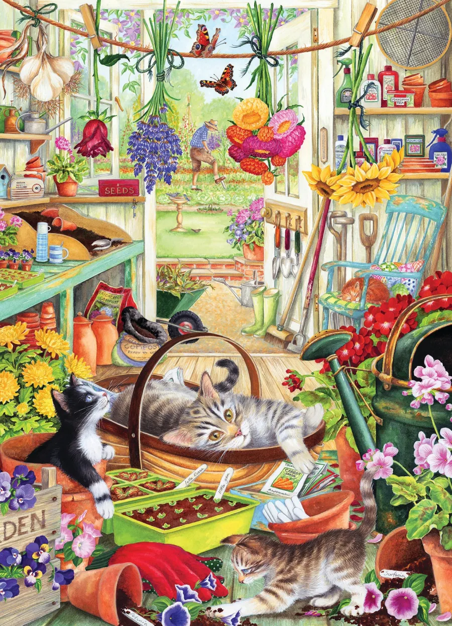 Cobble Hill Potting Shed Cats | 500 Piece- 500 Piece | Cats