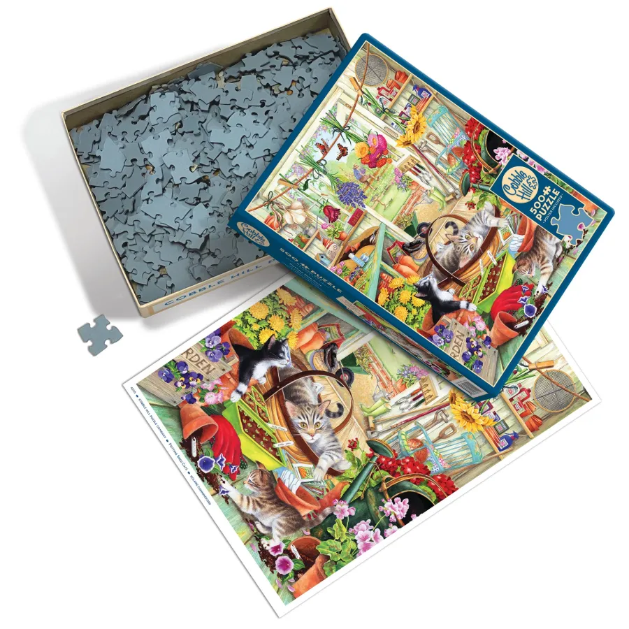 Cobble Hill Potting Shed Cats | 500 Piece- 500 Piece | Cats