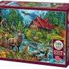 Cobble Hill Red-Roofed Cabin | 2000 Piece- 2000 Piece | Mountainscape