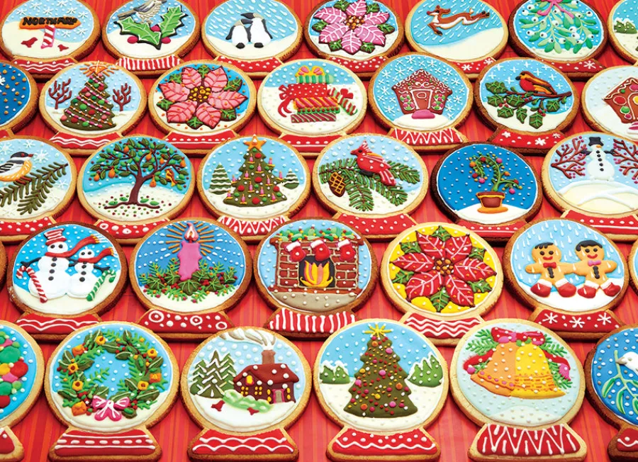 Cobble Hill Snow Globe Cookies | 1000 Piece- 1000 Piece | Collage - Miniscene