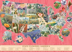 Cobble Hill State Flowers of America | 1000 Piece- 1000 Piece | Collage - Busy