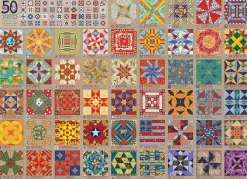 Cobble Hill 50 States Quilt Blocks | 1000 Piece- 1000 Piece | Collage - Miniscene