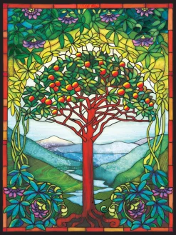 Cobble Hill Tree of Life Stained Glass | Easy Handling 275 Piece- Easy Handling 275 | Portrait Orientation