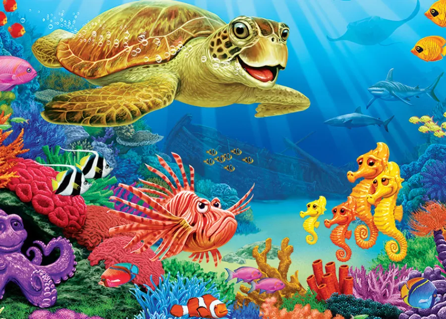 Cobble Hill Undersea Turtle (tray) | 35 Piece Tray- Tray Puzzles | Fantasy
