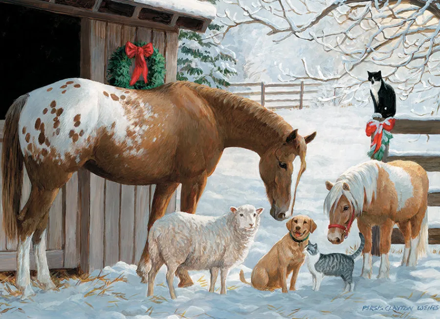 Cobble Hill Winter Barnyard (Family) | Family Pieces 350- Family Pieces 350 | Dogs