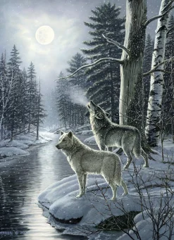 Cobble Hill Wolves by Moonlight | 1000 Piece- 1000 Piece | Mountainscape